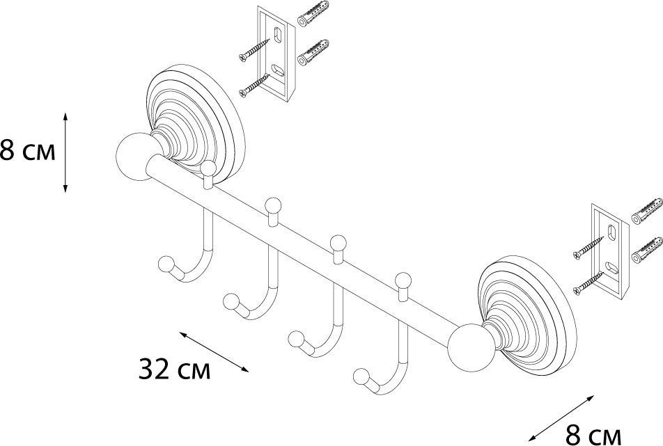 Планка 4 крючка Fixsen Retro, FX-83805-4