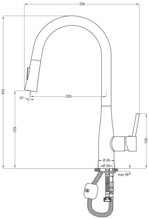 Смеситель для мойки с выдвижным изливом Deante Lukrecja, BDH_B720