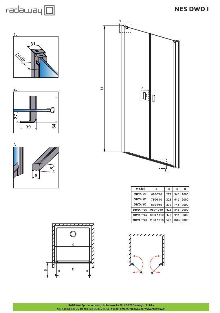 Двери в нишу Radaway Nes DWD I