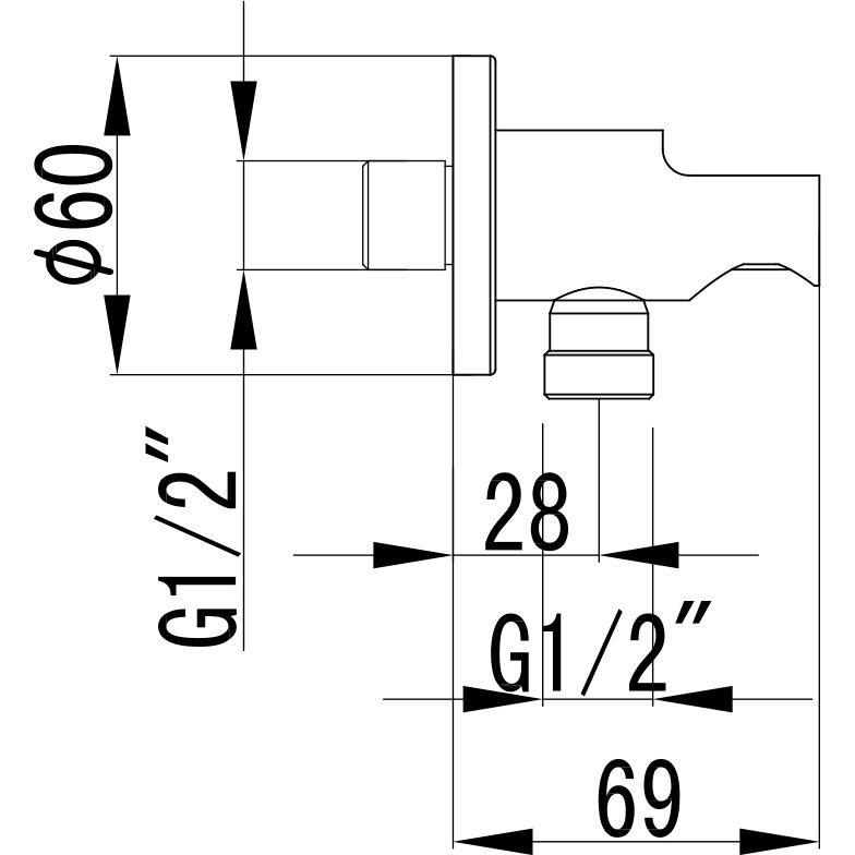 Подключение для душевого шланга с креплением для лейки Lemark, LM4885B