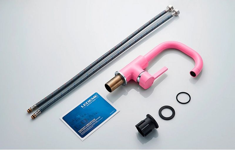 Смеситель для умывальника розовый Ledeme L1099P