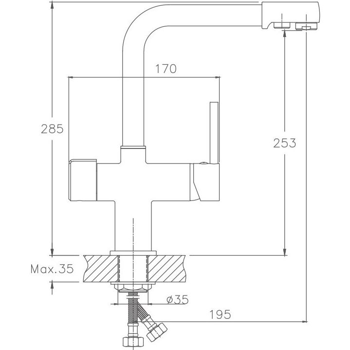 Смеситель для кухни (нержавейка) с отдельным аэратором для питьевой воды Haiba HB70088-5
