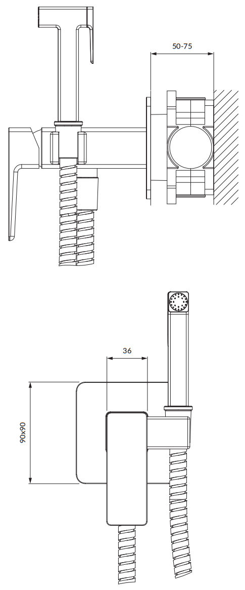 Система для биде скрытого монтажа Omnires Parma, SYSPMBI2CR