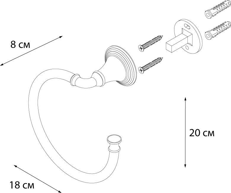 Полотенцедержатель полукольцо Fixsen Luksor, FX-71611B