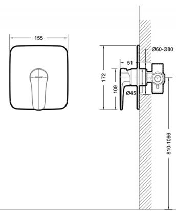 Накладка для смесителя скрытого монтажа Bravat Source (1 функция) PB8173218CP
