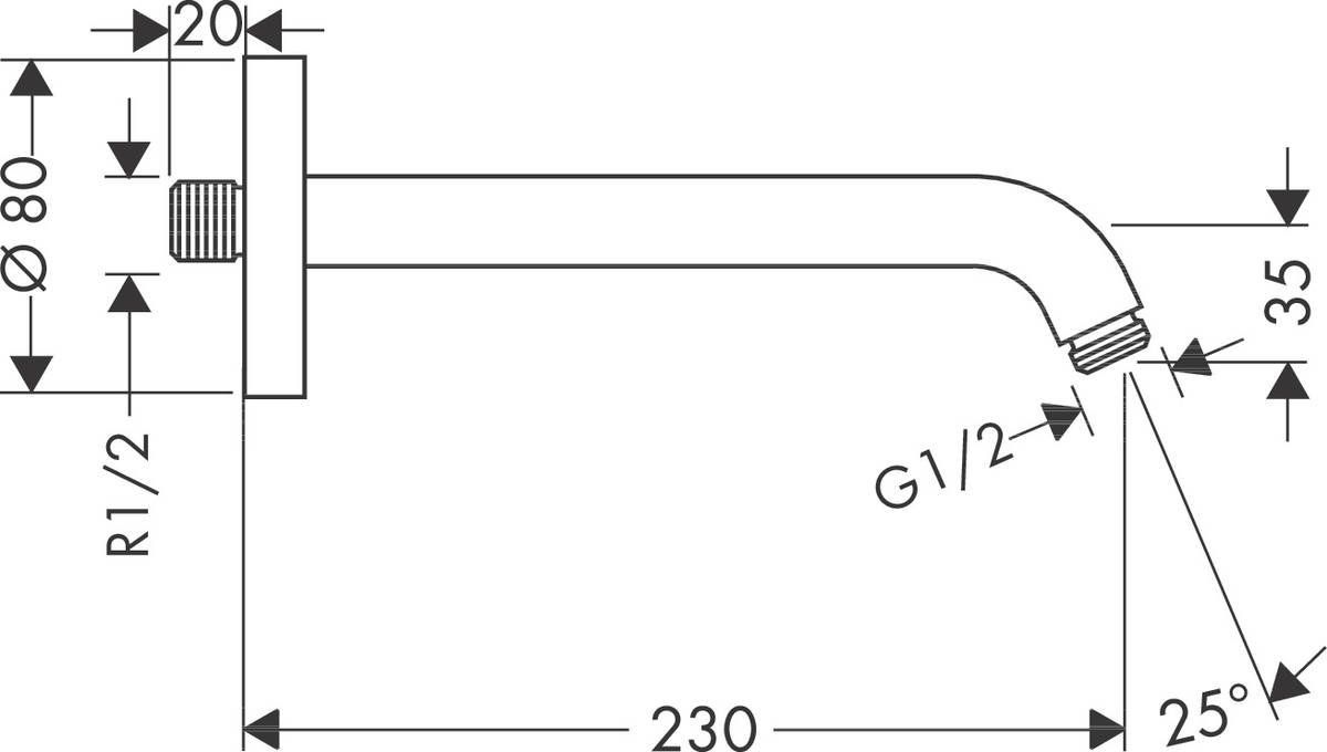 Держатель боковой для потолочного душа Hansgrohe 23 см, 27412000