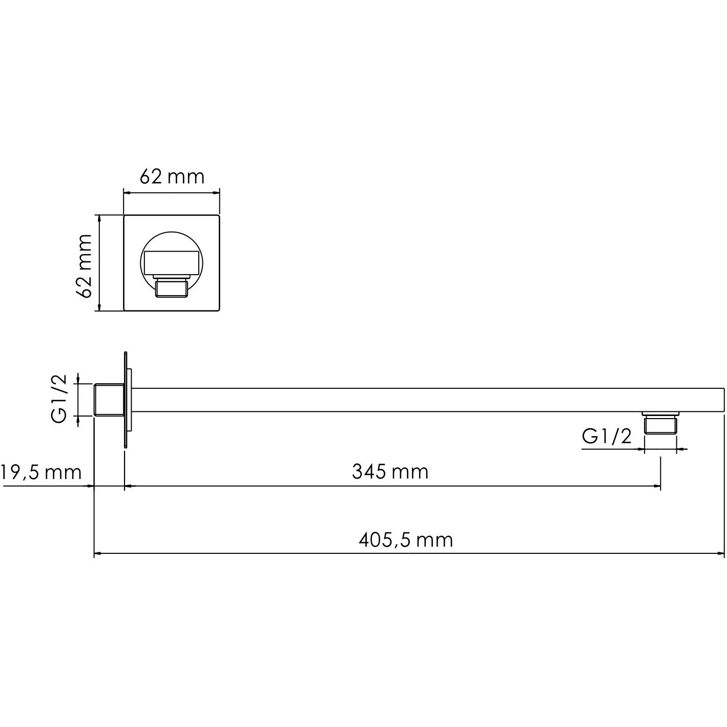 Настенный верхний излив для душа WasserKRAFT, A090