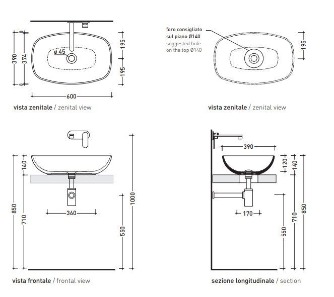 Умывальник Flaminia Nudaslim, ND60A