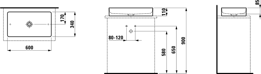 Раковина-чаша Laufen Living Square 60x34, 8.1143.4.000.112.1