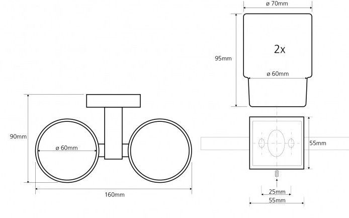 Двойной держатель для стакана Bemeta Beta, 132110022