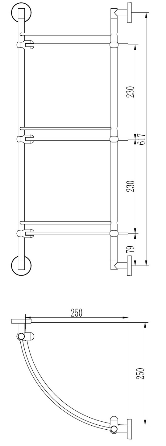 Полка угловая тройная (стекло) Ledeme L1707-3