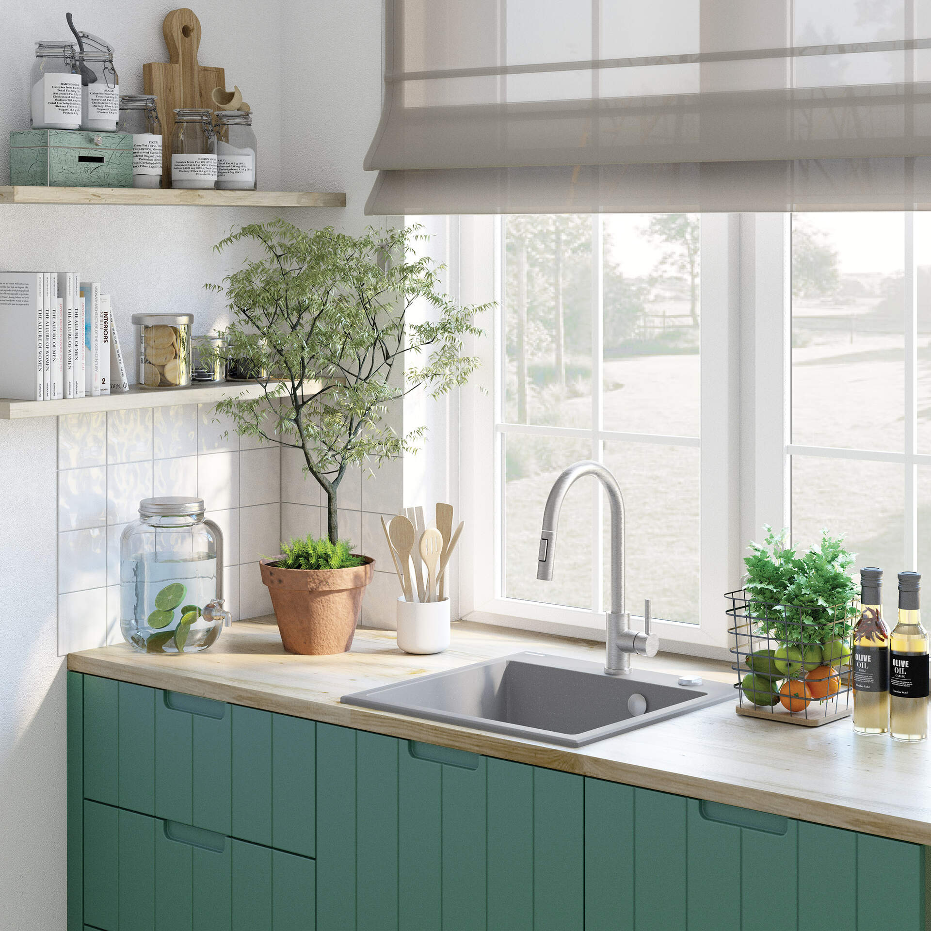 Смеситель для мойки с вытягивающимся изливом, стальной Deante Lima, BBM_F72M