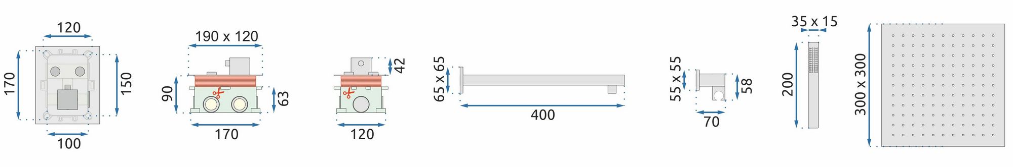 Душевая система Rea Fenix Davis Termostat Black, REA-P6357