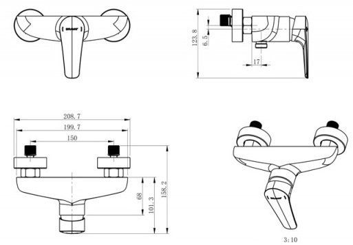 Смеситель для душа Bravat Arden F9351385CP-01