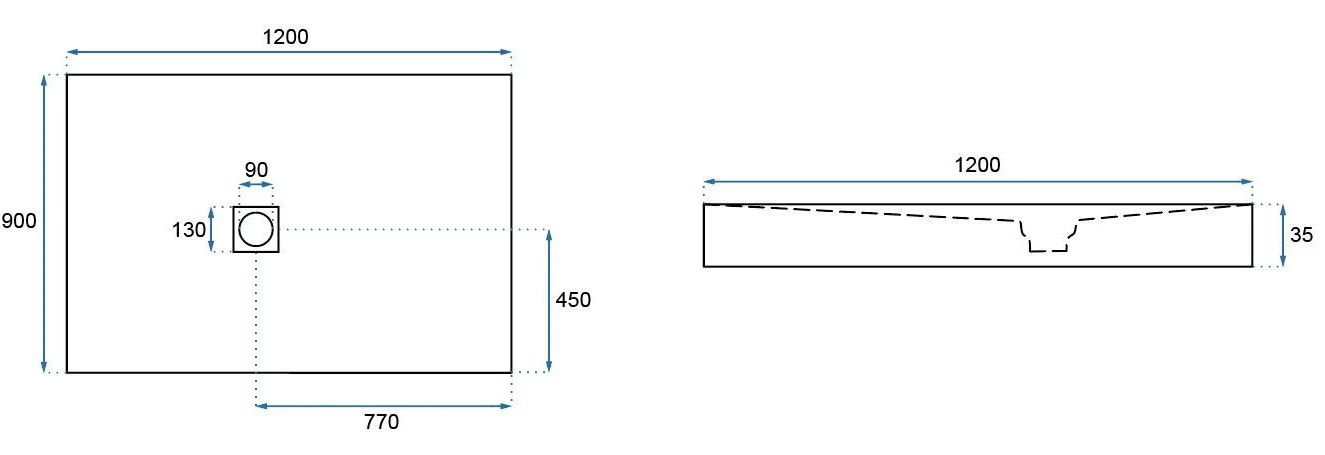 Поддон прямоугольный Rea Black Stone 120x90, REA-K9603