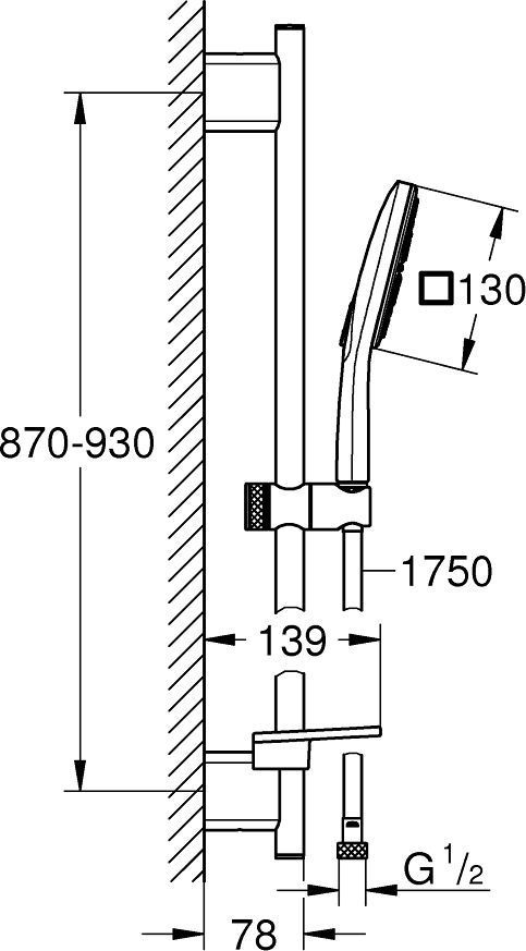 Душевой гарнитур Grohe Rainshower SmartActive Cube 130, 26586LS0