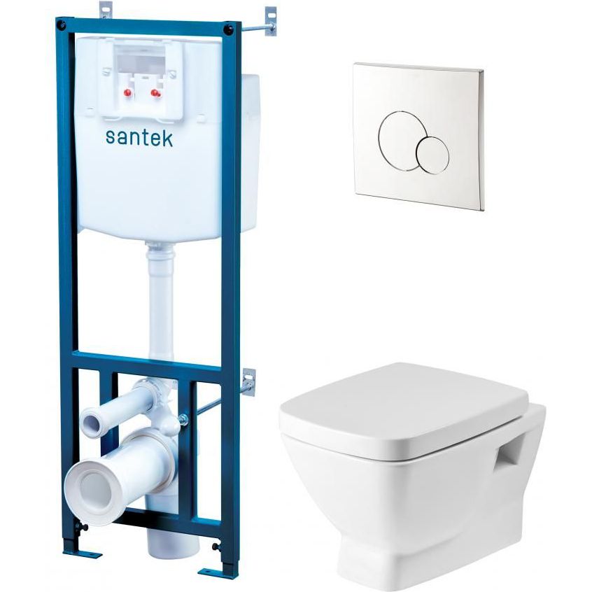 ПЭК Santek Нео, кнопка смыва хром, сиденье дюропласт Soft Close, 1.WH50.1.543