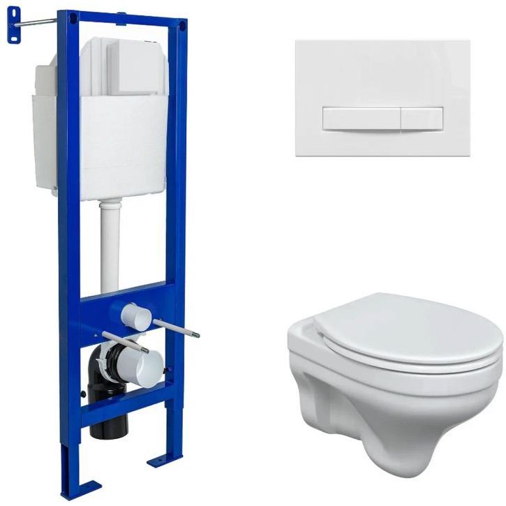 Комплект Berges Atom Line, кнопка L1 белая, унитаз Albit S, сиденье Top Slim, 042435