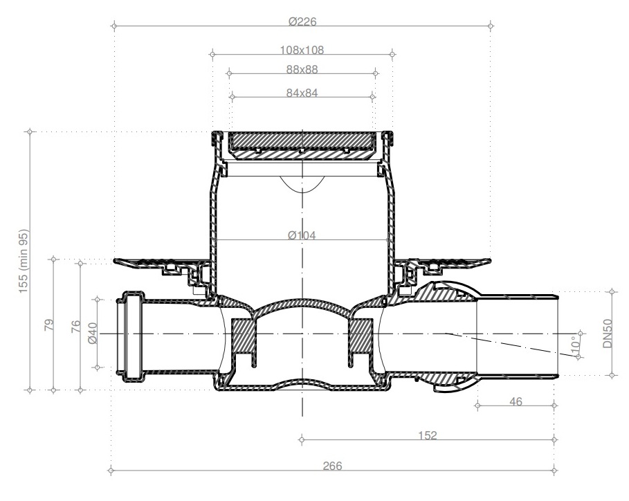 Душевой трап Pestan Confluo Standard Vertical Dry Mask
