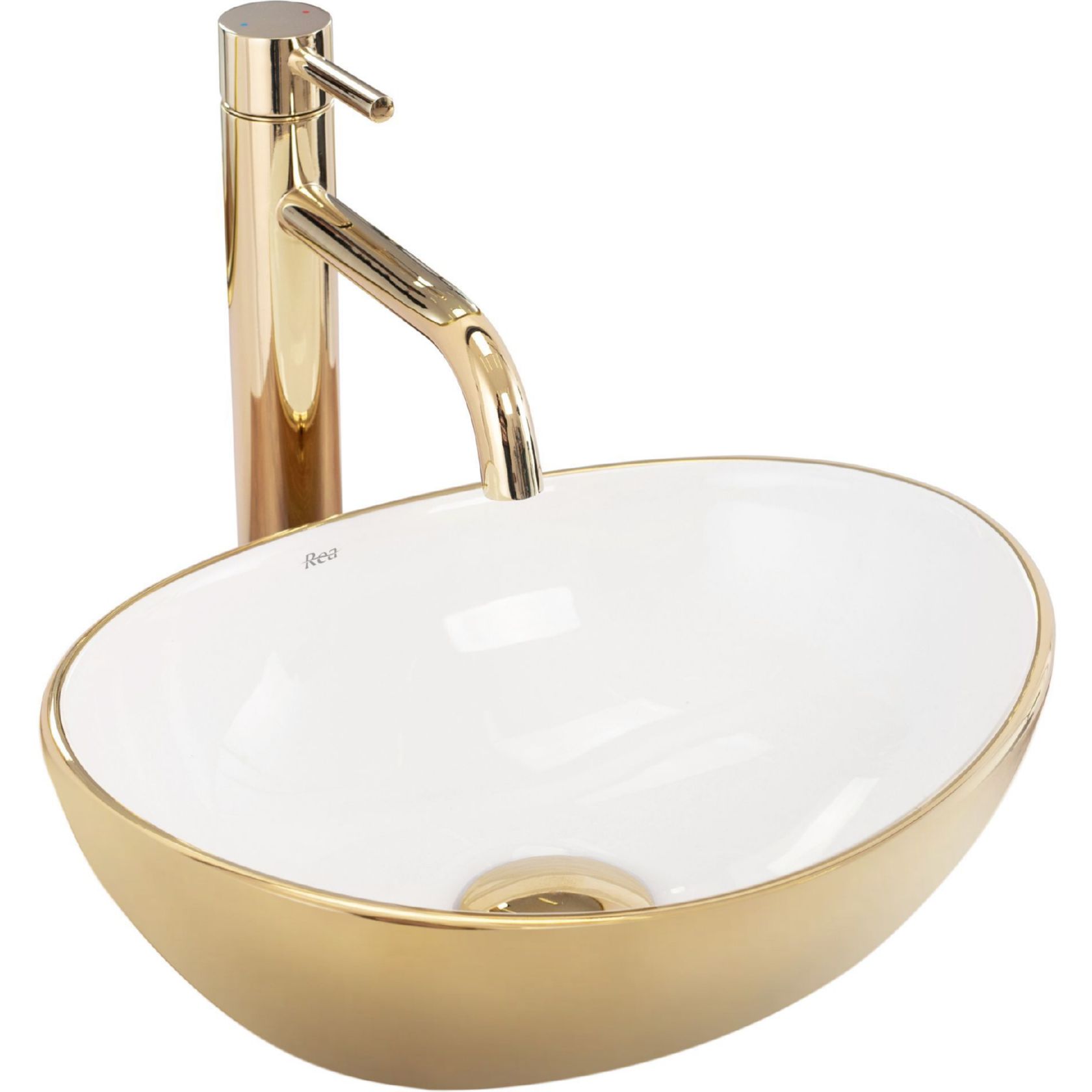 Умывальник Rea Sofia Mini White/Gold 34x27, REA-U6334