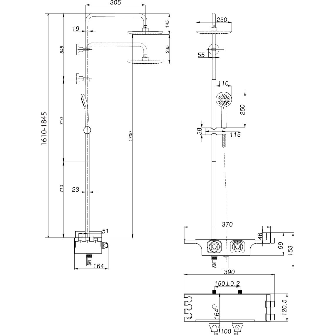 Смеситель для ванны термостат 3 функции поворотный излив Lemark Tropik, LM7008C