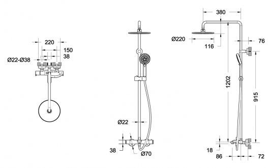 Душевая колонна со смесителем Bravat Waterfall F639114C-A2