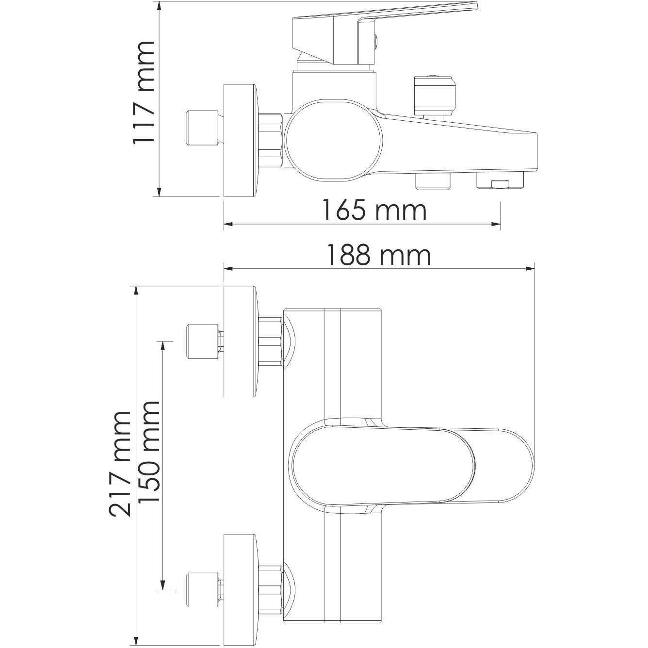 Смеситель для ванны с коротким изливом WasserKRAFT Donau, 5301