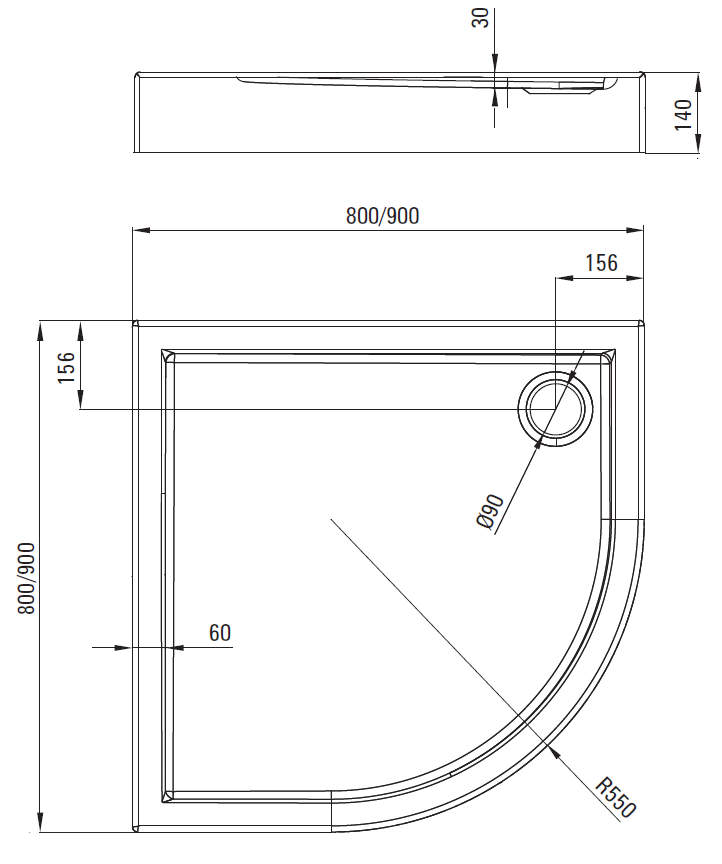 Поддон акриловый полукруглый Deante Jasmin Plus