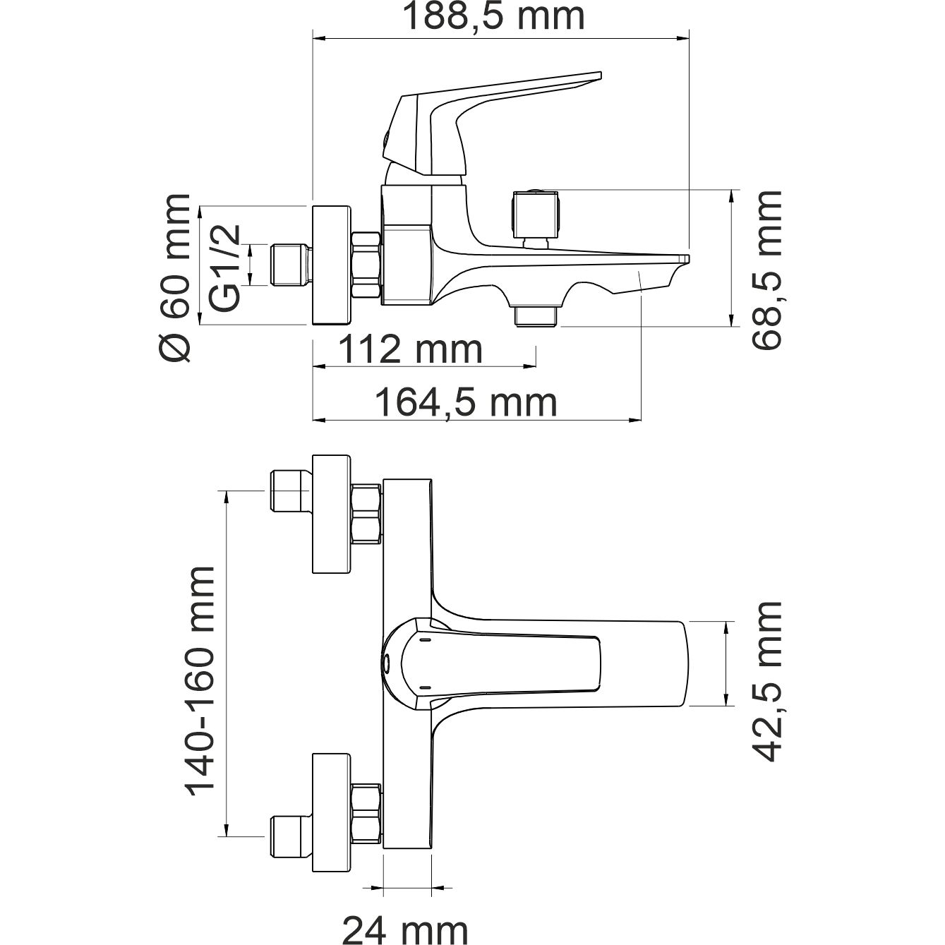 Смеситель для ванны с коротким изливом WasserKRAFT Neime, 1901