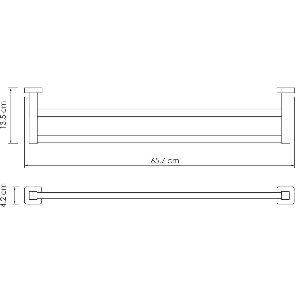 Держатель полотенец двойной, штанга WasserKRAFT Lippe, K-6540
