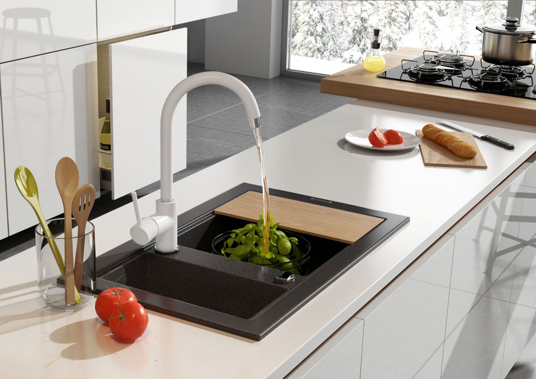 Смеситель для мойки Deante Milin, белый, BEU_W62M