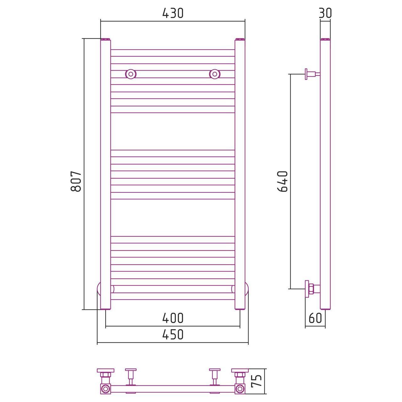 Водяной полотенцесушитель Сунержа Модус 800x400