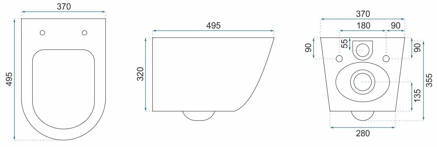 Унитаз подвесной Rea Carlos Slim Rimless Aiax Shiny, REA-C6385