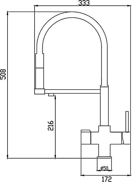 Смеситель для кухни с гибким изливом под фильтр Rose, R758H