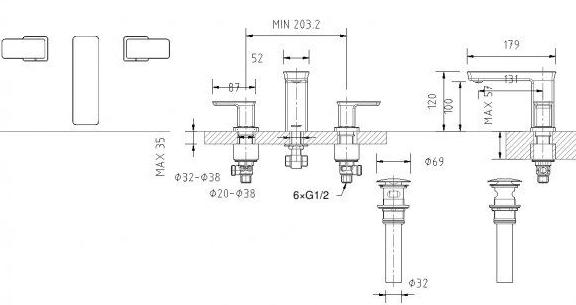 Смеситель для ванны Bravat Phillis F256101C