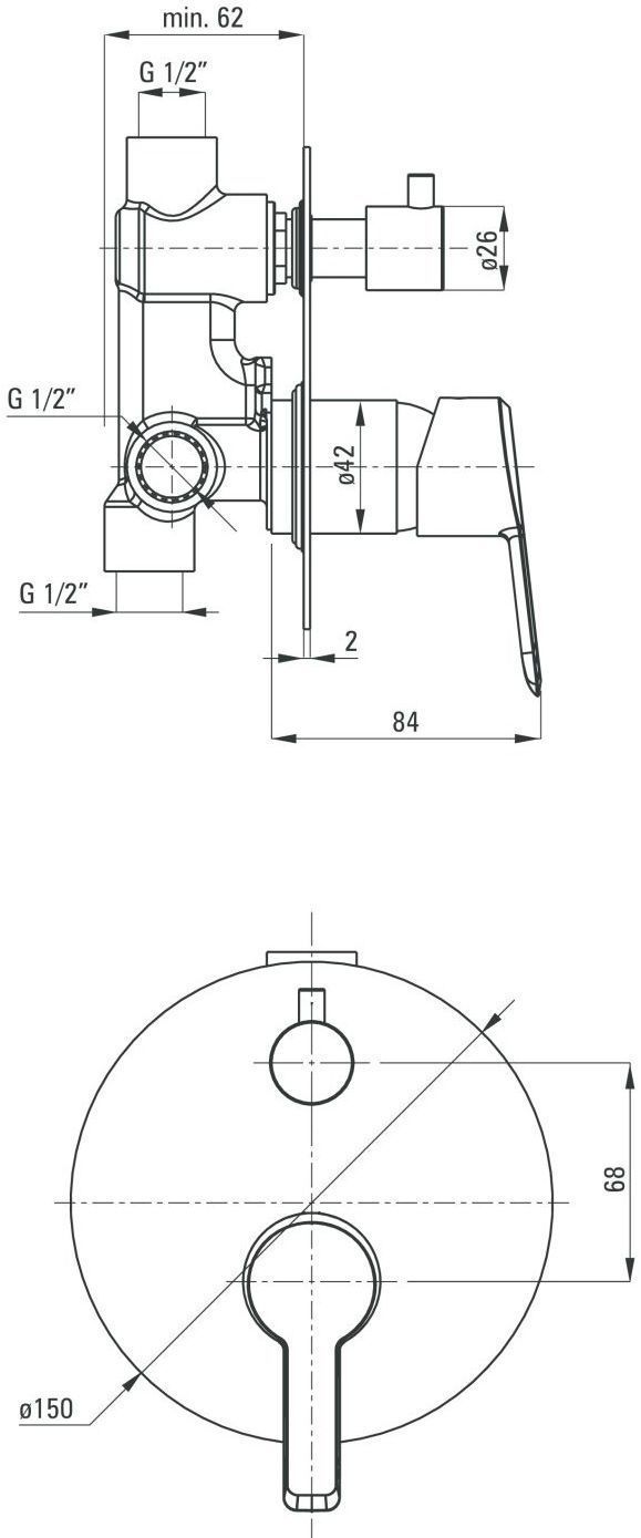Смеситель скрытого монтажа 2 функции Deante Arnika Nero, BQA_N44P