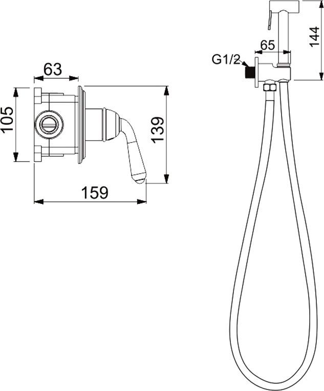 Гигиенический душ Rose, R0205H