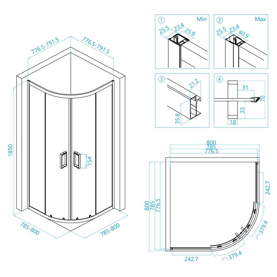 Душевой уголок RGW CL-54 80x80, 32095488-11