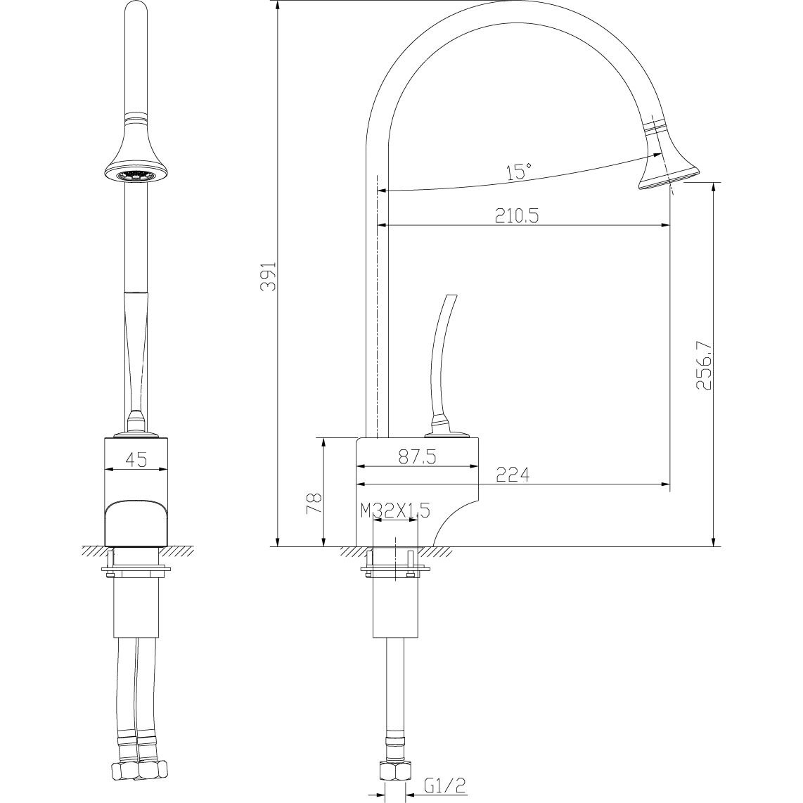 Смеситель для кухни с высоким поворотным изливом Lemark Soul, LM6005C
