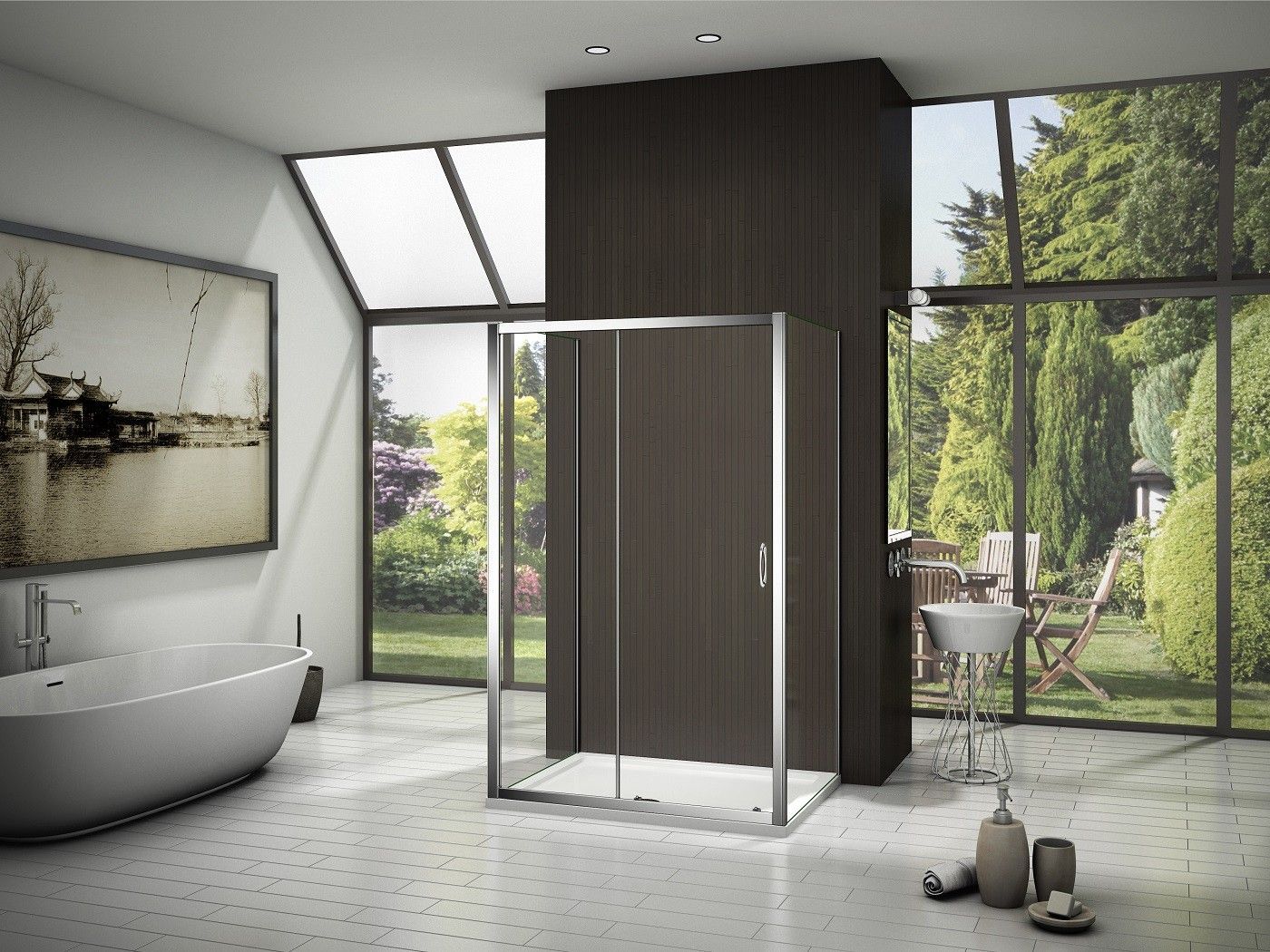 Душевой уголок Good Door Latte WTW+SP+SP-130x90-C-WE