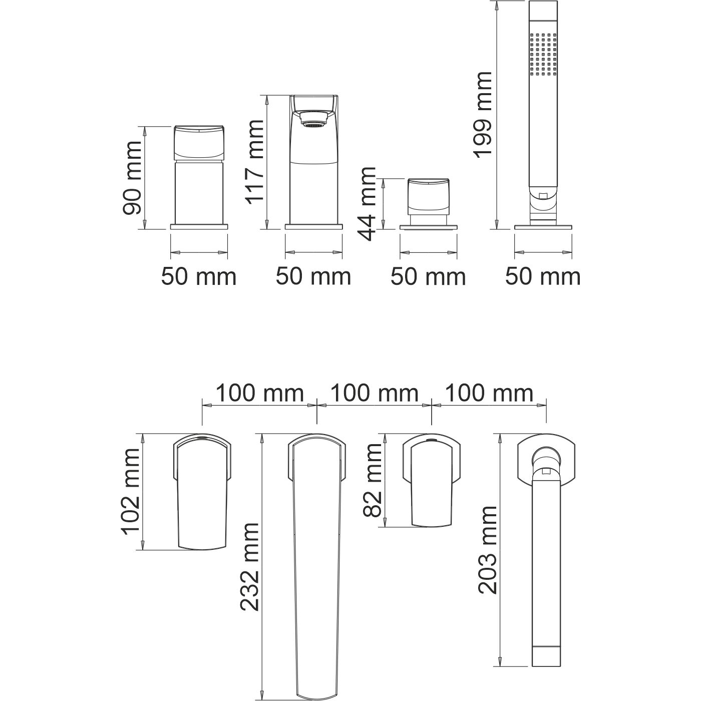 Смеситель на борт ванны, 4 отверстия WasserKRAFT Salm, 2755