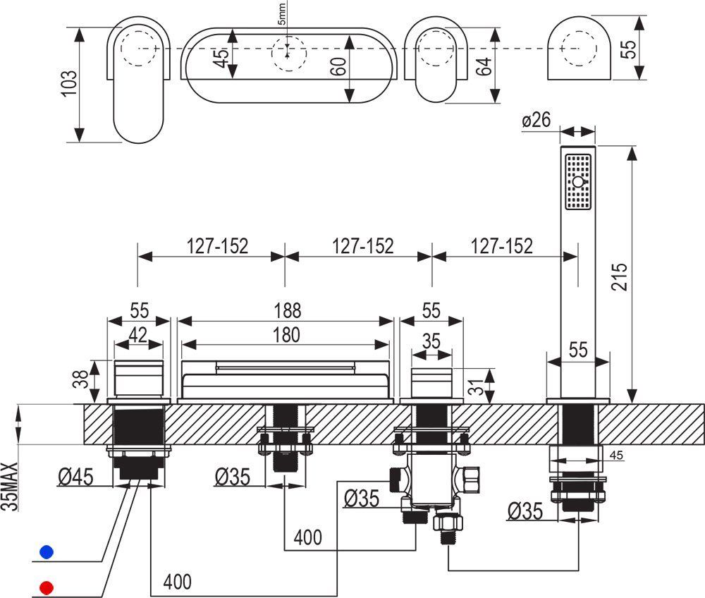 Смеситель врезной Ravak Chrome CR 025.00, X070073