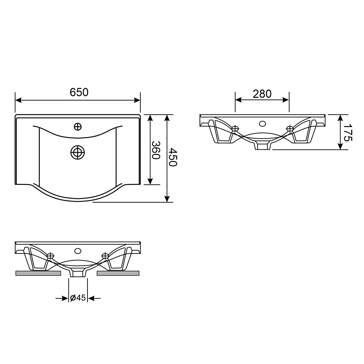 Настенная или мебельная раковина Wellsee Bisou 65x45, 151205000