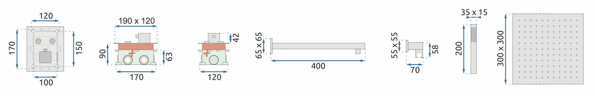 Душевая система Rea Fenix Davis Termostat Chrome, REA-P6356