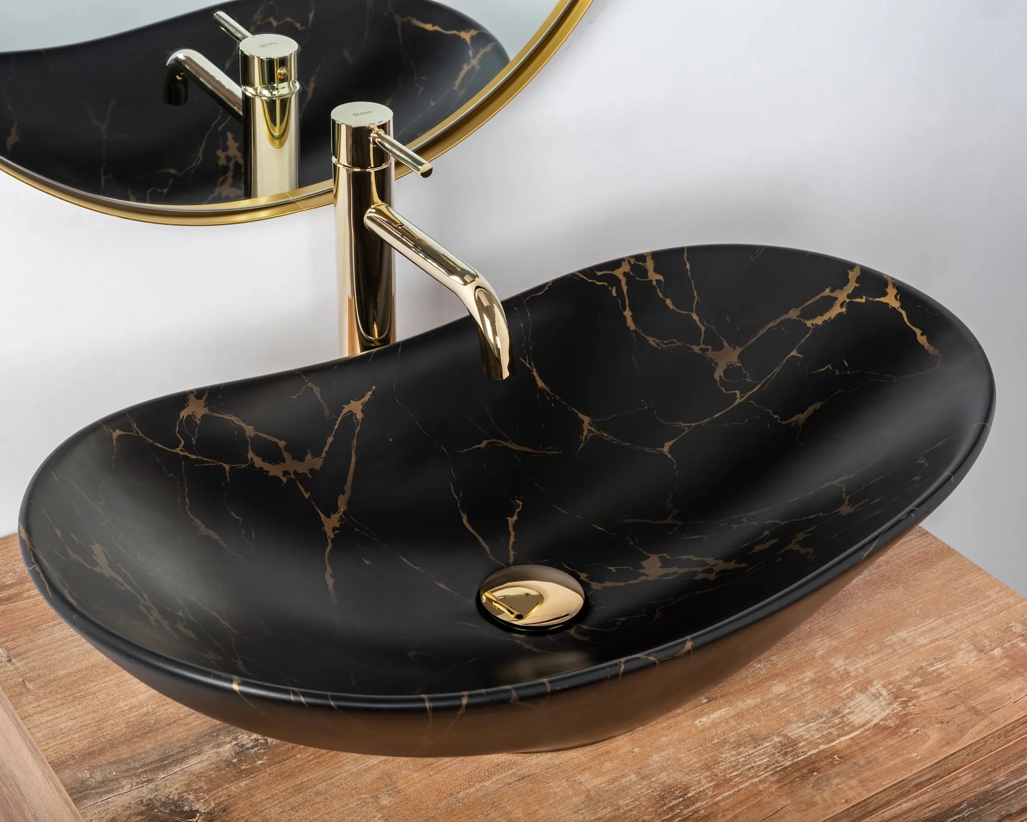 Умывальник Rea Royal Marble Black Matt 60.5x36, REA-U7478
