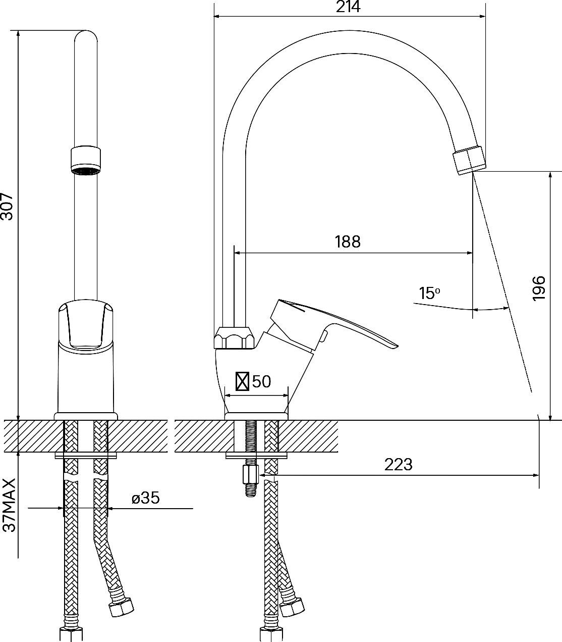 Смеситель для кухни, Iddis Ray, RAYSB00i05