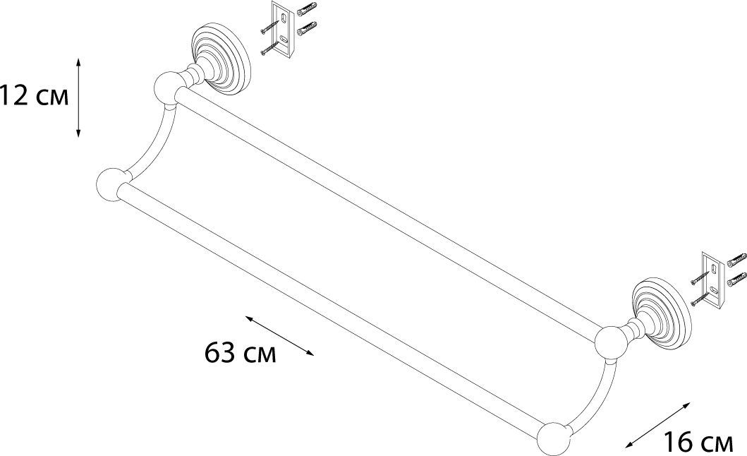 Полотенцедержатель трубчатый 2-ой Fixsen Retro, FX-83802