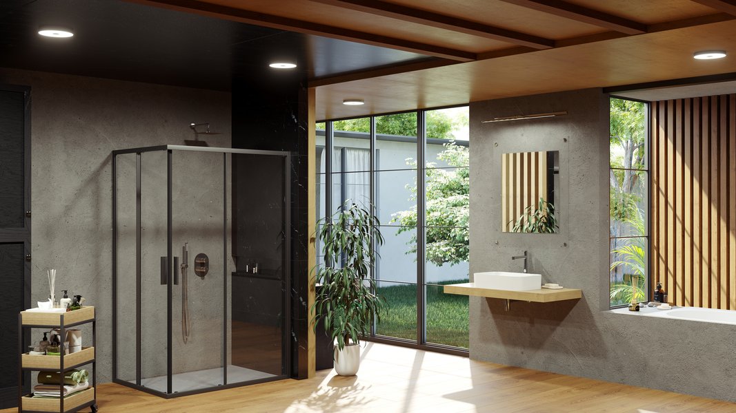 Душевой уголок Ravak Blix Slim BLSRV2K-90 черный+Транспарент