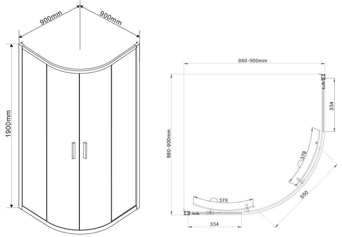 Душевой уголок Vincea Garda 90x90, VSQ-1G900CL