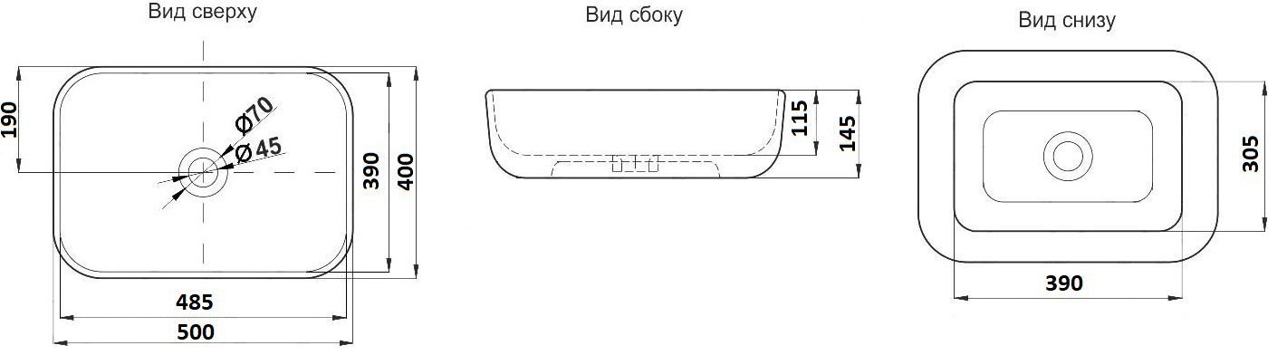 Раковина для ванной Ceramalux 50.5x40.5, D1302H011
